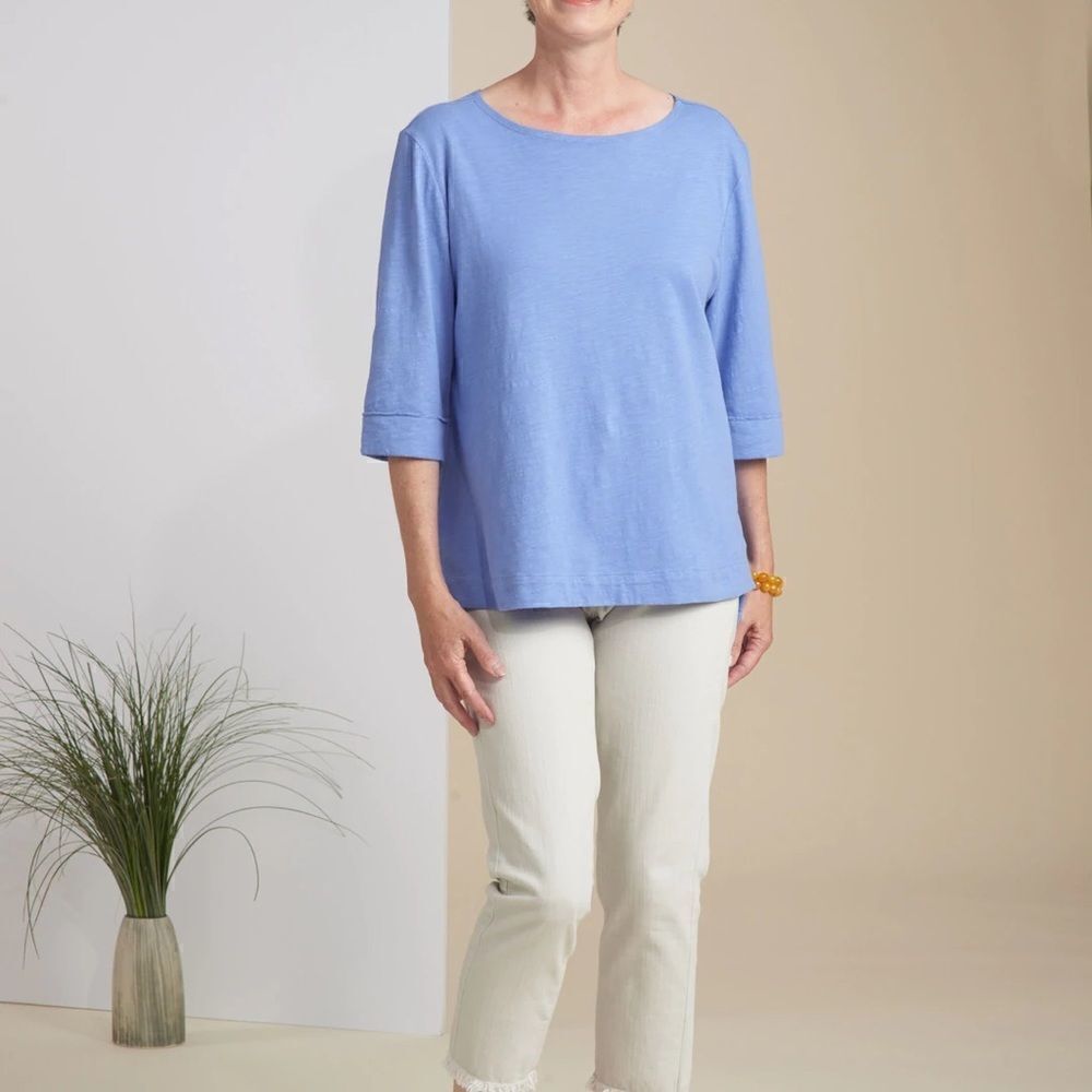 NEW ✨ Habitat Cuffed Boat-Neck Top In Vista Blue Small